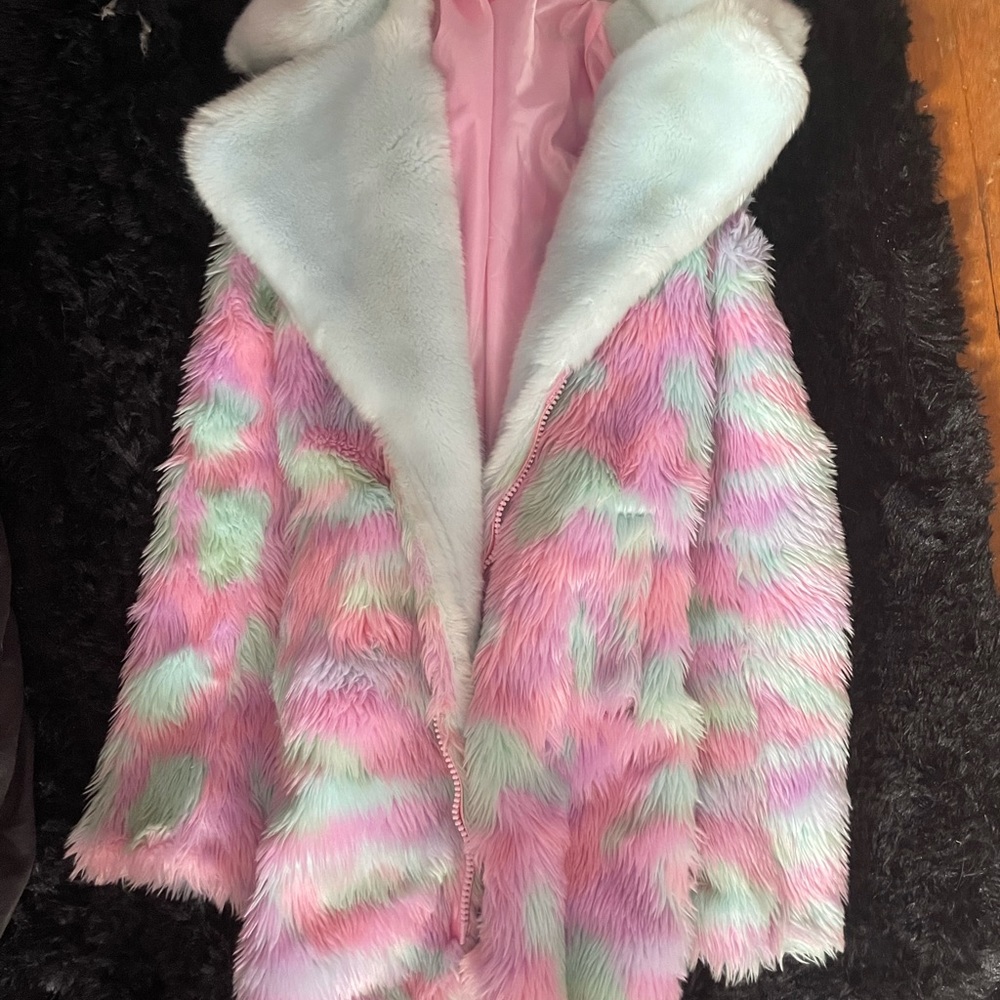 sugar thrillz fake fur jacket size sm